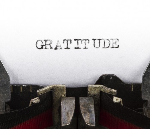 Old typewriter with text gratitude